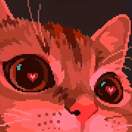 Red Cute Cat 5D DIY Diamond Painting Kits for Adults, Diamond Art Kits for Beginners, Full Drill Dot Painting Gem Art Kits for Home Wall Decor13.78 x13.78 Inch
