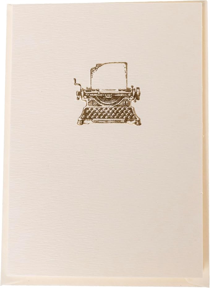 Graphique Typewriter Cards, Pack of 10 Cards with Envelopes, All Occasion Greetings, Blank Inside, Gold Foil Embossing, La Petite Press Collection Boxed Set, 3.25" x 4.75"