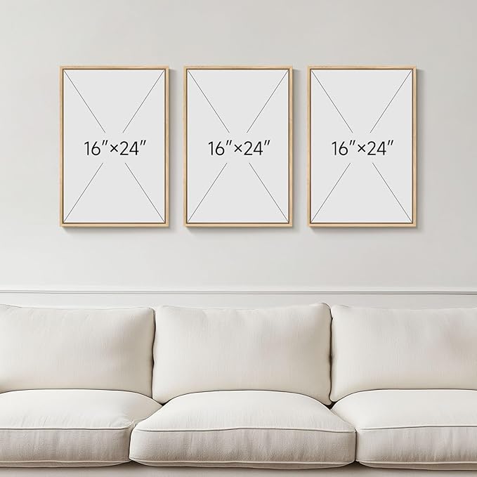 Framed Large Matisse Wall Art for Living Room, 3 Pieces Vintage Sage Green Canvas Painting Artwork for Walls, Botanical Wall Art Prints for Bedroom, Guest Room, Hallway, Home Office Wall Decor, 16x24