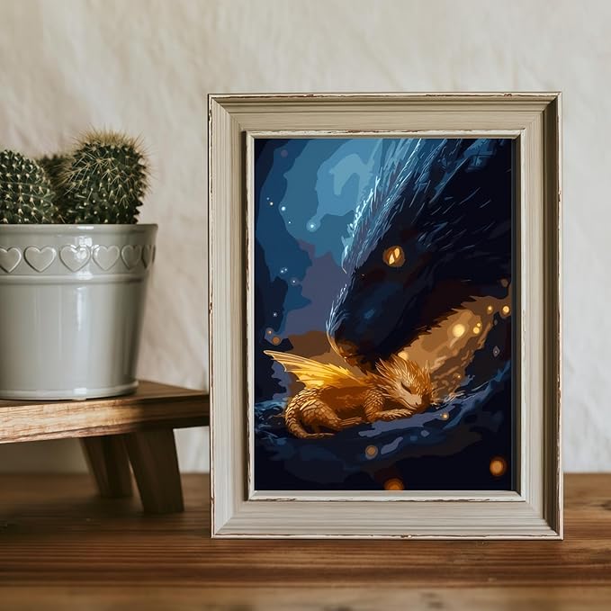 BYGFHLYW Animal Paint by Numbers Kit for Adults Beginners, Dragon Easy Adult Paint by Number Kits On Canvas, DIY Acrylic Oil Painting Kits for Home Wall Decor 16x20Inch