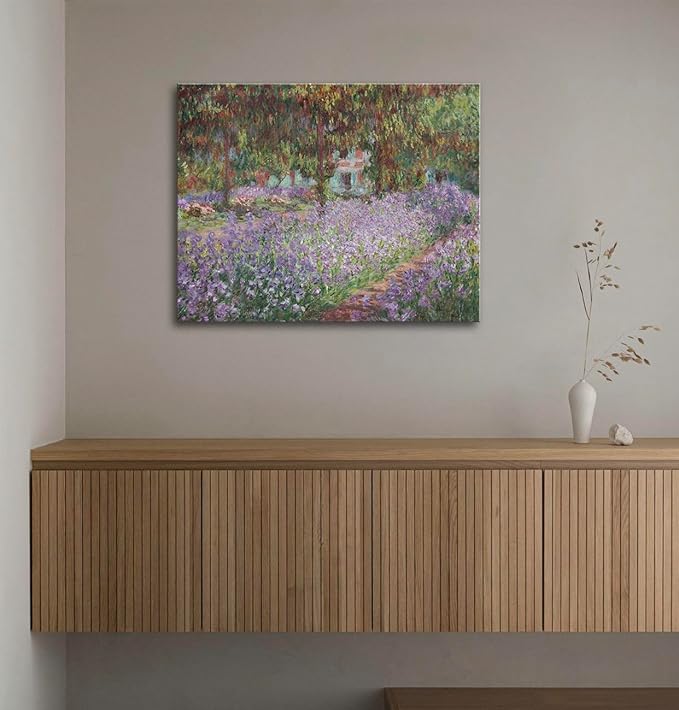 weiyiart Irises in Monet's Garden Canvas Wall Art,1900 by Claude Monet Painting Impressionism Art Print Picture Artwork for Living Room Bedroom Home Kitchen Decorations