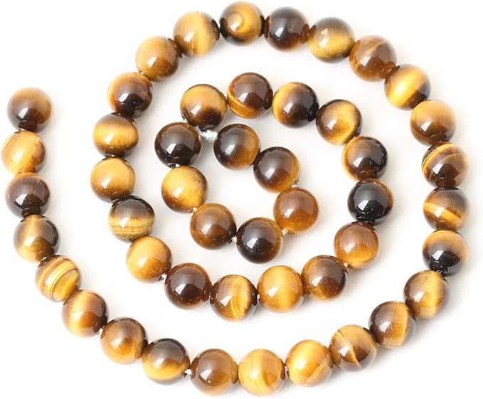 45PCS 8mm Natural Yellow Tiger Eye Stone Gemstone Round Loose Beads for Jewelry Making DIY Findings 1 Strand 15"
