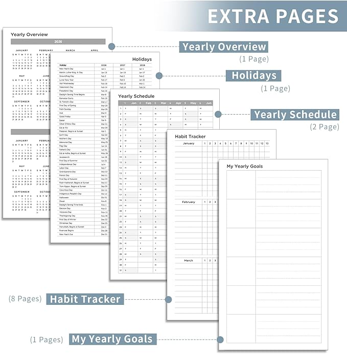 AHGXG Small Pocket Planner 2026-2027, Weekly and Monthly Calendar Planner, 15 Months, JAN 2026 - MAR 2027, Mini Size, Hardcover, Inside Pocket, For Women Men School Home Office Supplies, 3.9''X 6.7'' - Gray Blue