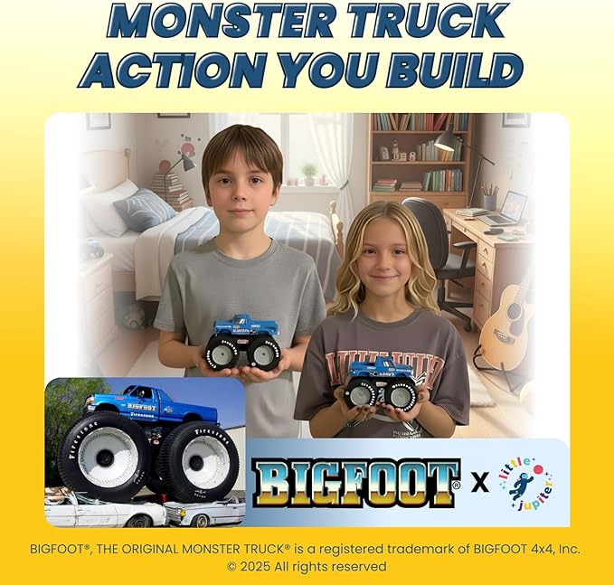 DIY Bigfoot 5 Monster Truck Wooden Kit w/Stickers & Paint (Large 5 1/4")- Officially Licensed Kids Building & Painting Kit - Wooden Painting & Building Kits for Kids - Ages 5-8 Years Stem & Paint Toys