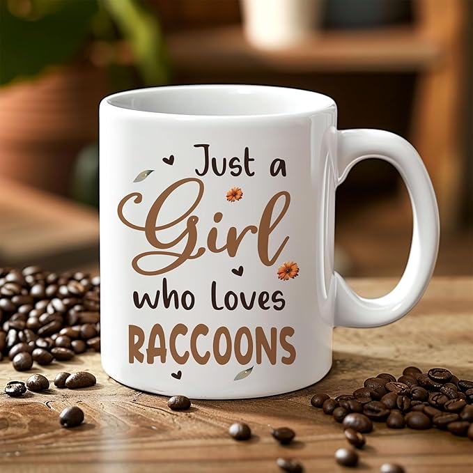 Hyturtle Personalized Cute Raccoon Coffee Mug - Raccoon Lover Gift - Custom Name Ceramic Mug 11oz-15oz
