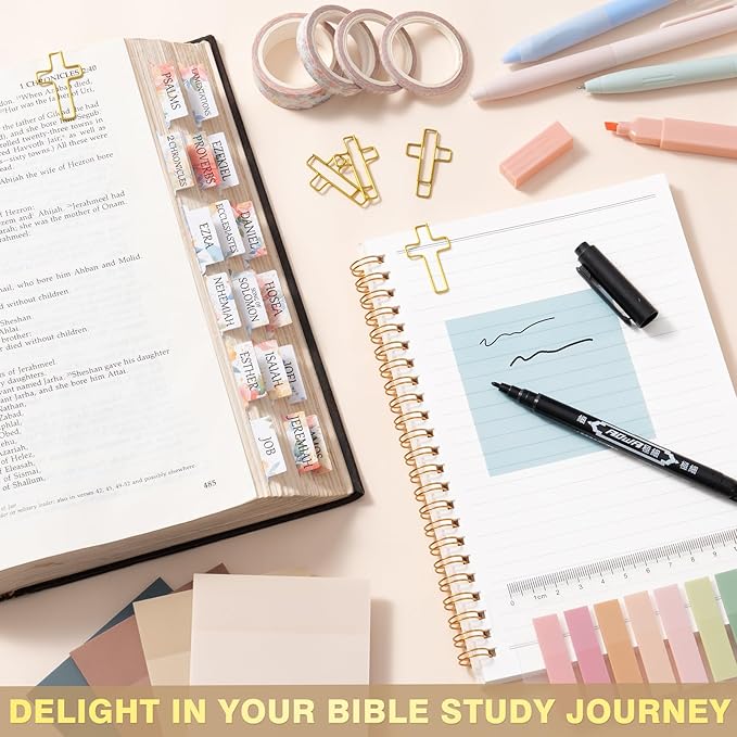Bible Study Supplies Journaling Kit for Women with Bible Cover Case, Christmas Christian Gifts for Women, Bible Study Tools Accessories Set with Highlighters Pens, Pencil Case Notebook Annotation Kit