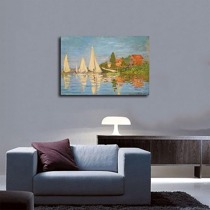 CFIOZYOS 40+ Monet Famous Print Posters Regatta at Argenteuil by Claude Monet Impressionism Poster for Teen Boys Room Wall Art Canvas Painting Print Unframe 20×30inch(50×75cm)
