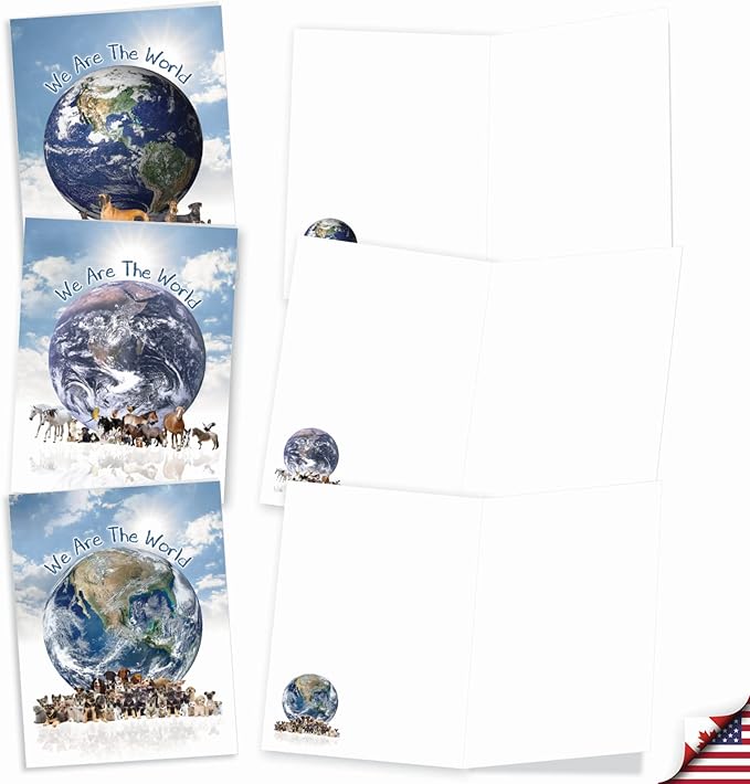 The Best Card Company - 10 Blank Animal Cards Boxed (4 x 5.12 Inch) - Assorted Pets, Zoo, Wildlife Cards - Uno Mundo AM6840OCB-B1x10
