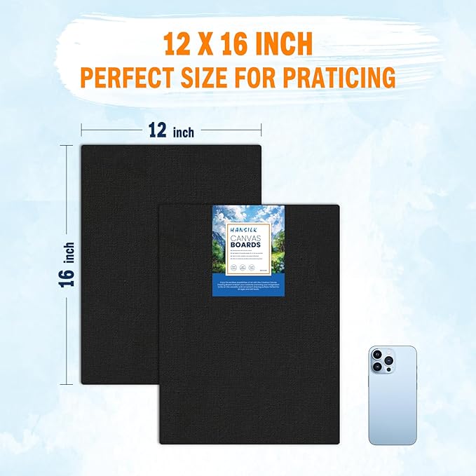 12x16 Canvas for Painting - Artist-Grade Blank Canvases Boards & Panels, Premium White Flat Canvas Bundle for Kids & Adults (6 Pack)