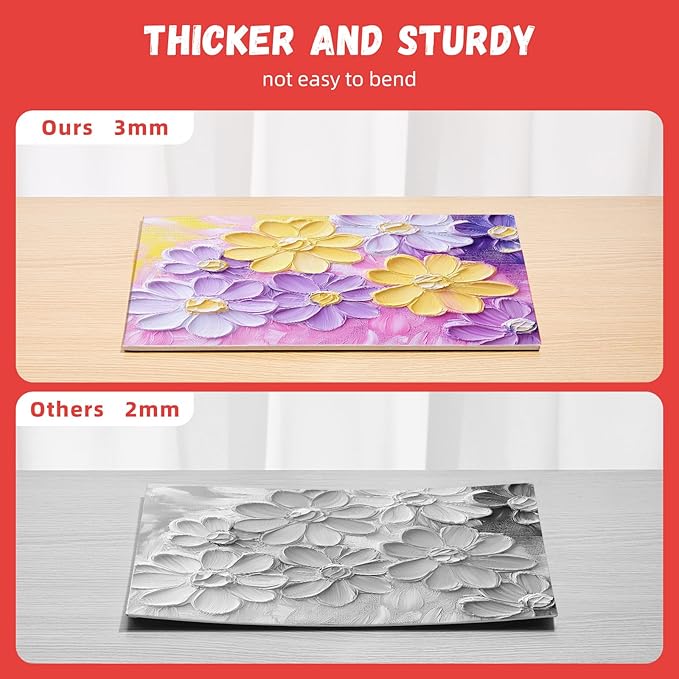 Simetufy 12 Pack 12x16 Inch Large Canvas Boards for Painting Flat Canvas Panels, Gesso Primed Acid-Free 100% Cotton for Acrylic Oil Watercolor Tempera Paint