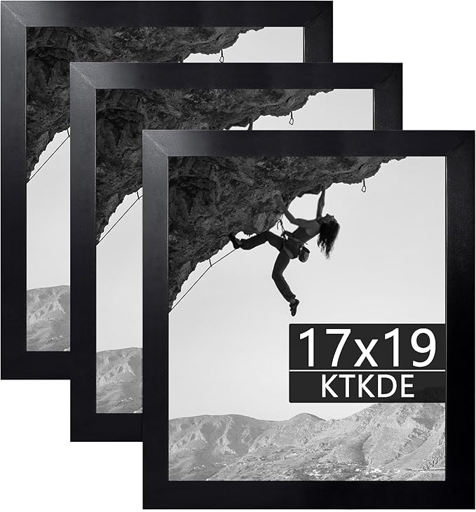 KTKDE 17x19 Poster Frame set of 3, Wall Gallery Picture Frames with Wooden frame for Horizontal or Vertical Wall Mounting
