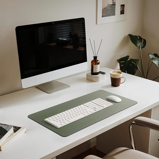 Jotsome Leather Desk Mat, Non-Slip Desk Blotter Pad - Desk Protector for Office, Home, Laptop, and Desktop, Gift for The Holidays or Christmas (Sage, 24" x 14")
