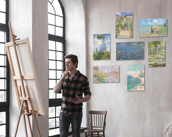 MINI ZOZI Claude Monet Famous Art Prints And Posters 20PCS 11X17 Paintings Fine Art Impressionist Renaissance Aesthetic Romanticism Big Poster Wall Painting Classroom Room Decor Classical Artist Artwork Pack