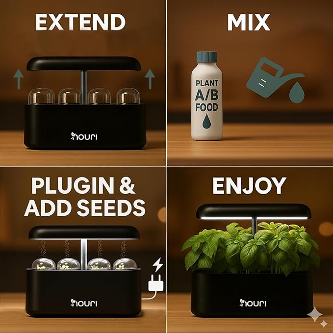 Nouri 12 pod Smart Garden for Home Cooks | w/Heirloom Basil | Hydroponics Growing System | LED Grow Lights | Indoor Herb Garden Kit | Herb Growing Kit Indoors for Plant Lovers, Gardeners, Kitchen