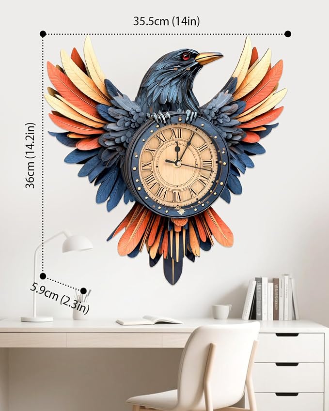 3D Wooden Puzzles for Adults,Raven Clock Model Kit with Pendulum,3D Wooden Puzzles Home Room Decor,Christmas Hobbies Crafts Gift Idea for Women Men Teens