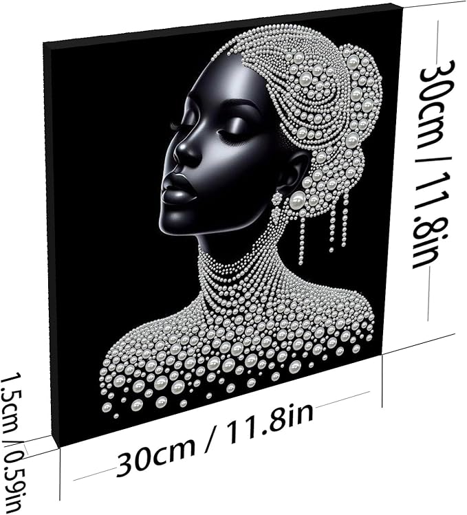 DIY Pearl Painting Kit with Wooden Frame, 3D Plastic Pearl Gemstone Ocean Art Craft for Adults Beginners, Diamond Art Kits for Adults, Home Wall Decor Ready Gift for Women(Woman)(30 * 30cm)
