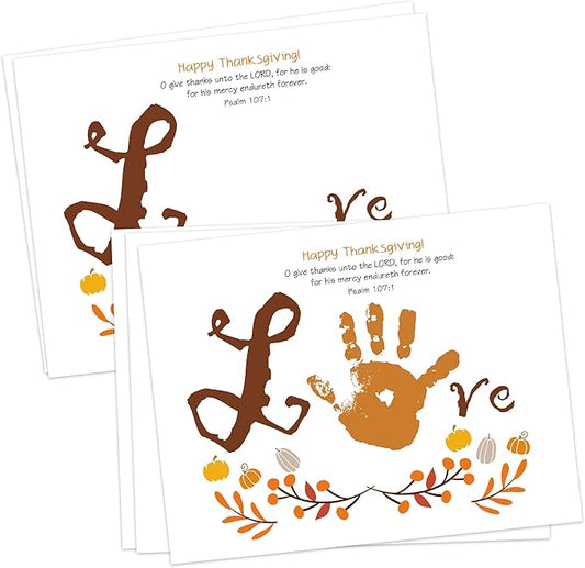 Happy Thanksgiving Handprint Art Craft Kit for Thanksgiving Religious Activities, 10 Pcs Fall Crafts Bulk DIY Handprint Card Making for Sunday School Church Groups, Handprint Keepsake Gift