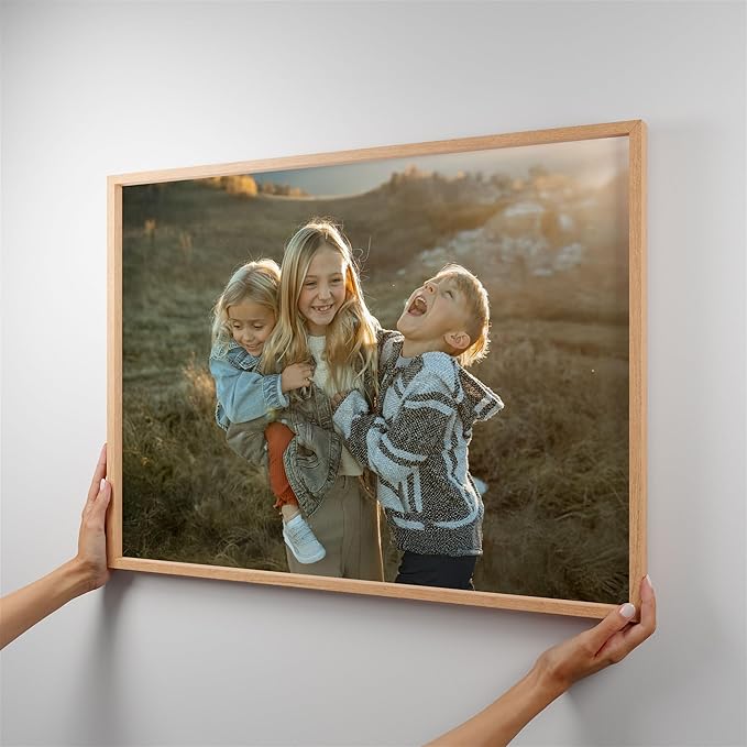 Mixtiles Official Custom Photo Tiles - Magnetic Wall Frames - Adhesive Sticker, no Nails - Personalized Printed Photos - Various Sizes and Frames - 27x20-1-Tile - Normal Oak