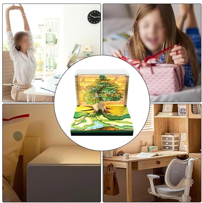 Time Piece Calendar 2026,3D Tree Tear-Away Memo Pad Creative Desk Calendars,3D Notepad Paper Carving Art Sticky Notes,3D Calendar 2026 Suitable for Room and Office Desktop Decoration