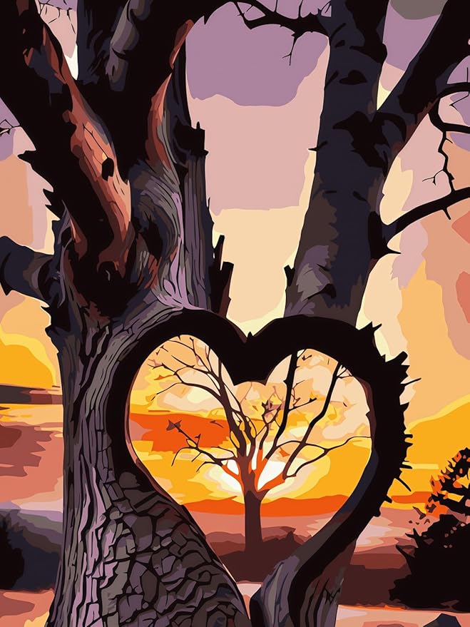 BYGFHLYW Paint by Numbers Kit for Adults Beginner, Landscape Tree Adult Paint by Number Kits On Canvas, Oil Painting Kit Color by Numbers for Home Wall Decor 12x16Inch