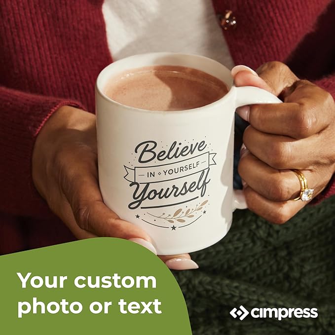 Personalized Mug, Custom Ceramic Mug with Photo and Text, 11oz, Pack of 20, Glossy Coffee Cup, Perfect for Christmas, Secret Santa or as Holiday Gift for Family or Friends, White/Green