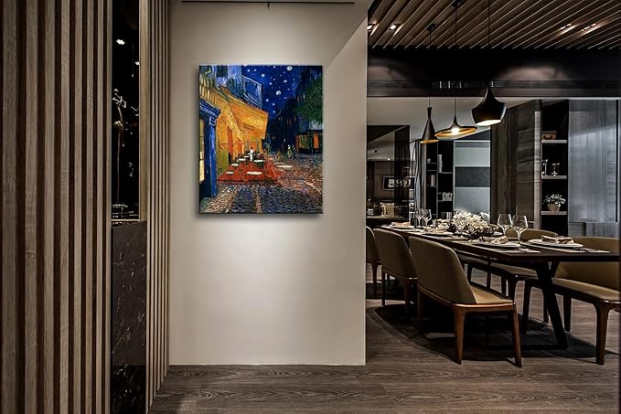 weiyiart Vincent Van Gogh Canvas Wall Art Cafe Terrace At Night Painting Classic Artwork Bathroom Picture Print for Home Decor 12"x15"