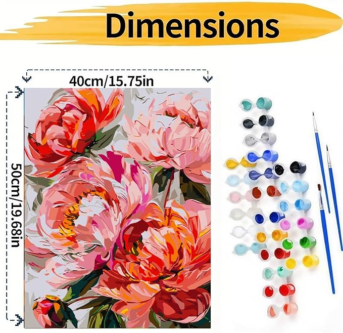 BYGFHLYW Paint by Numbers Kit for Adults Beginners,Flower Adult Paint by Number Kits On Canvas, DIY Acrylic Oil Painting Kits for Beginners, Color by Number Adult for Home Wall Decor 16x20Inch