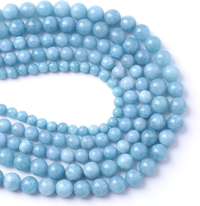 160PCS 4MM Blue Aquamarine Jade Loose Beads for Jewelry Making DIY Bracelet 2 Strands
