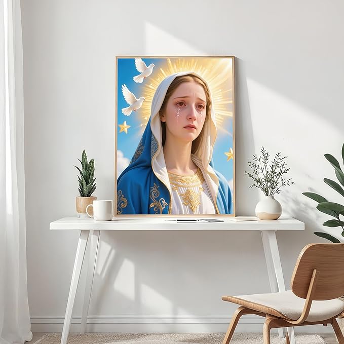 Mosaflare 5D Diamond Painting Kits for Adults, Virgin Mary Diamond Art for Beginners, DIY Full Round Drill Paint by Diamonds Dot Gem Art for Adults, Home Wall Decor 12x16 Inch