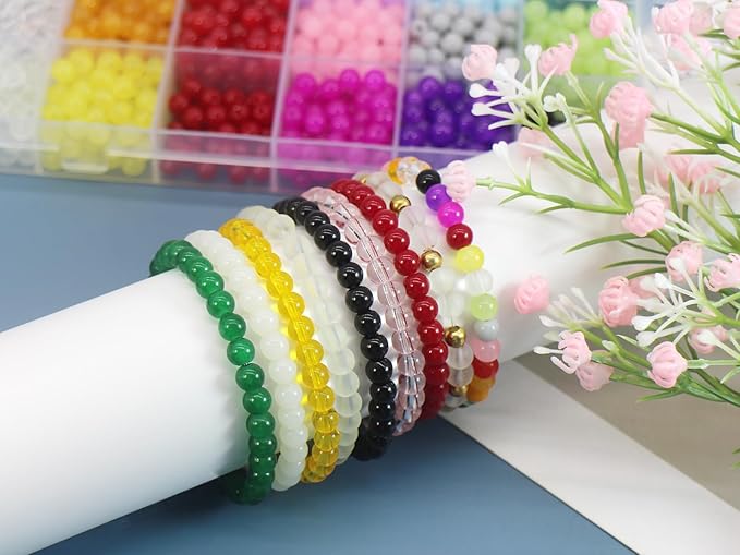 Pamir Tong 2030PCS 6mm Assorted Color Glass Beads Bulk for Jewelry Making,Round Smooth Beads, Bracelet Space Loose Beads for Jewelry Making Earring, Necklaces, Adult Craft Supplies