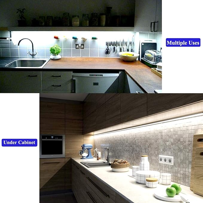 Daylight White LED Strip Lights, 12V16.4ft 300LEDS Flexible Tape Light for Hallway, Staircase, Bookshelf, Under Cabinet, Non Waterproof, Not Include Power Adapter