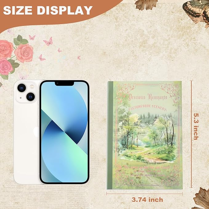 Plant Landscape Scrapbook Stickers 36 Sheets 200 Pre-Cut Washi Stickers for Journaling PET Transparent Sticker 18 Sheets Scrapbook Paper Decorative or DIY Crafts Arts and Crafting Projects
