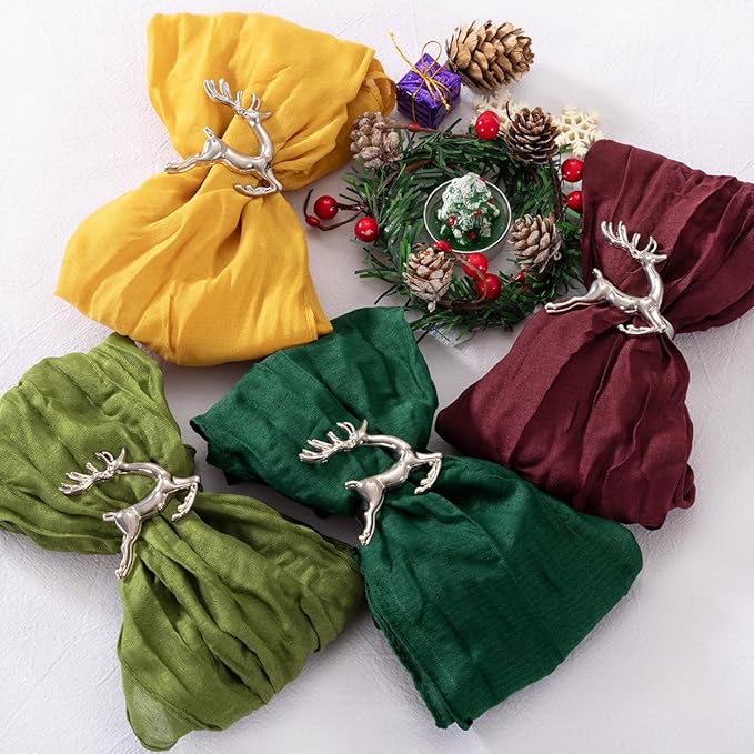 20 Pack Fall Cheesecloth Napkins Washable Christmas Cloth Napkins Set of 20 Cotton Dinner Table Napkins Bulk 21x21 Inches for Thanksgiving Xmas Wedding Bridal Baby Shower Party Decor