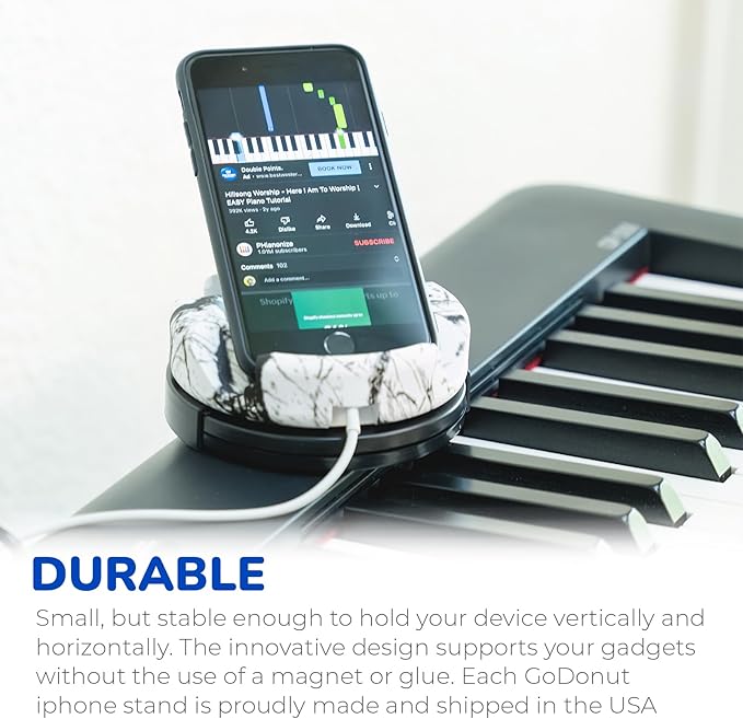 GoDonut Plus+ Ultra Phone Stand (Swivel Base) - Portable Mount Accessory - Charging Port Access - Compatible with Tablet, iPhone & Most Smartphones