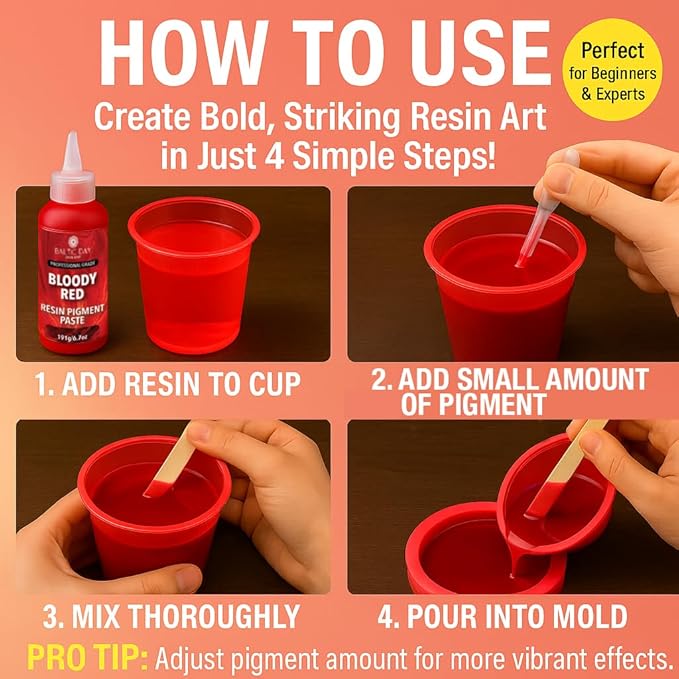 Bloody Red Epoxy Resin Pigment Paste XL (191g/6.7oz) – Opaque Epoxy Dye & High Concentration Coloring Paste, Mica Powder Alternative for Resin Art, Jewelry, Tumblers, River Tables & Crafts