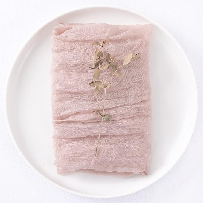 20 Pack Pink Cheesecloth Napkins Spring Cloth Napkins Set of 20 Pale Pink Dinner Napkins Bulk 21x21 Inches for Wedding Bridal Shower Baby Shower Valentine's Day