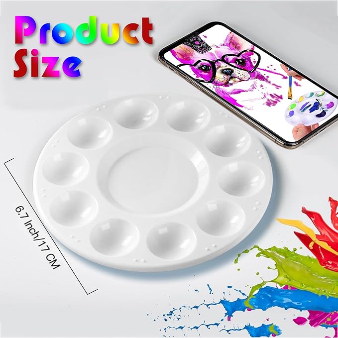22pcs Paint Palettes, Plastic Paint Tray Palette, Paint Pallet for Adults & Kids, for Painting or DIY Craft Class, White