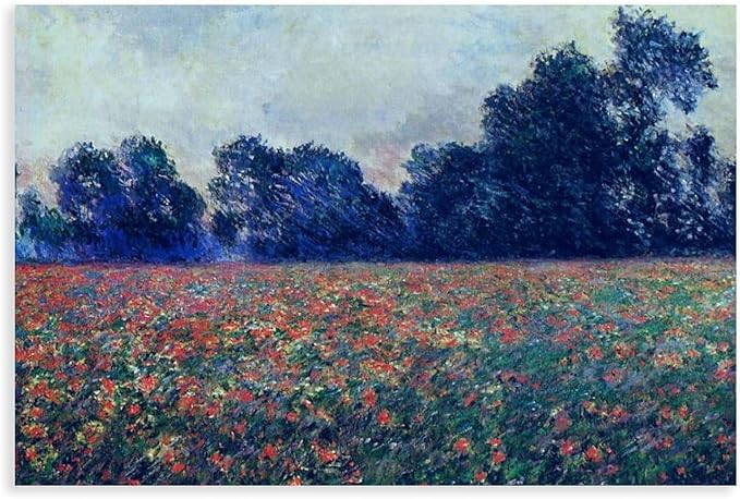 40+ Monet Famous Print Posters Poppies at Giverny by Claude Monet Impressionism Canvas Posters Print Wall Art Bedroom Office Room Decor Gift Unframe 16×24inch(40×60cm)