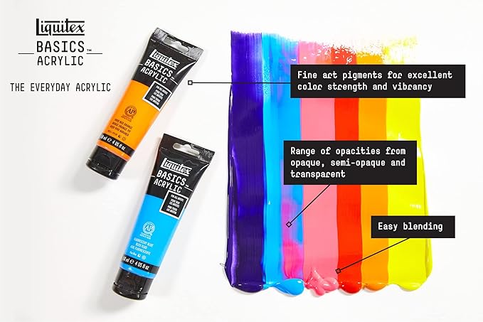 Liquitex BASICS Acrylic Paint Set 6x118ml (4-oz), Fluorescent