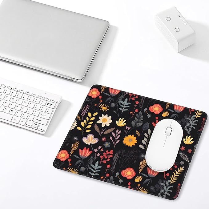 Mouse Pad, Boho Colorful Floral Mouse Pads for Desk,Soft Computer Mouse Mat Square Waterproof Non-Slip Rubber Base Gaming MousePads for Women Men,Laptop,Office