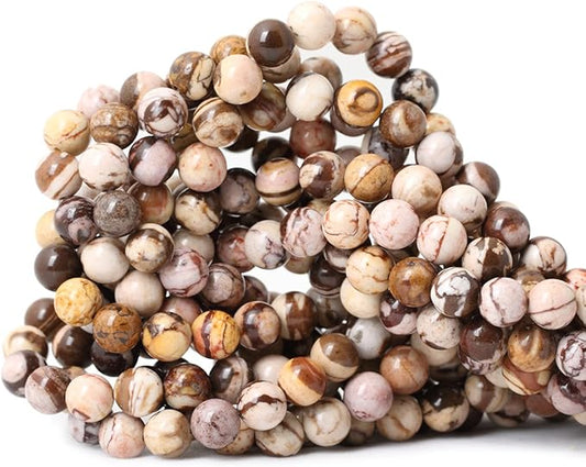 45PCS 8mm Natural Australian Zebra Gemstone Round Loose Beads Crystal Energy Stone for DIY Jewelry Making 1 Strand 15"