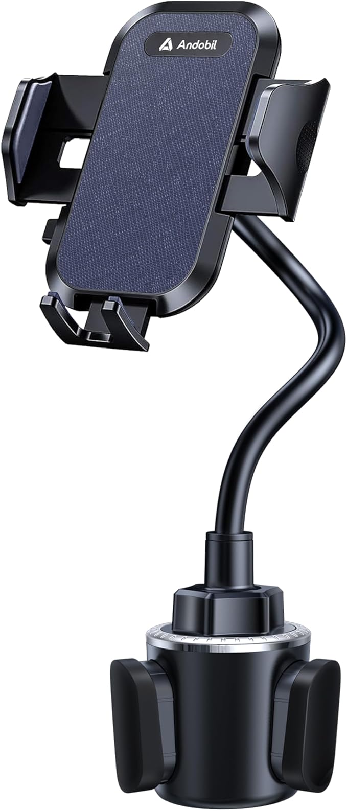 andobil Military-Grade Cup Phone Holder for Car/Truck, [2025 Enhanced] 13" 360° Adjustable Gooseneck w/Anti-Shake Car Mount, Universal Car Phone Holder for iPhone/Samsung All 4.0-7.0" Devices, Blue