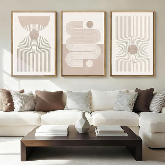 Anyzal Boho Abstract Wall Art Modern Minimalist Artwork Neutral Line Wall Decor for Living Room Bedroom Office 16x24 Inch Set of 3