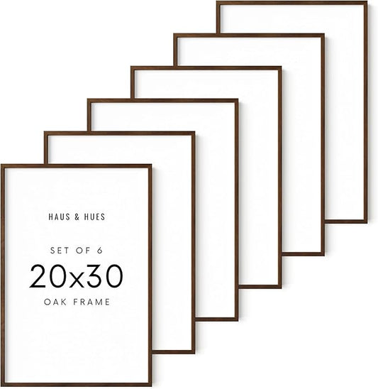 HAUS AND HUES Walnut Wood 20x30 Picture Frames - Set of 6, Gallery Wall Poster Frames (Walnut Frames)