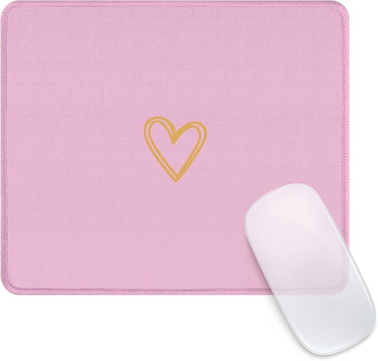 Seorsok Square Aesthetic Cute Heart Mouse Pad,Office Home Personalized Mouse Mat Design,Waterproof Funny Mousepad,Non-Slip Rubber Base Computer Mouse Pads for Wireless Mouse,Purple