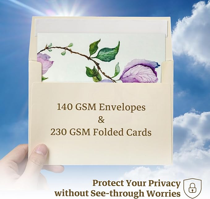 Cream Folded Blank Cards and Envelopes, Goefun 4.25 x 5.5 Ivory Cardstock and A2 Envelopes Self Seal 100 Pack for Wedding, Invitations, DIY Greeting Cardstock, Thank You Cards & All Occasion