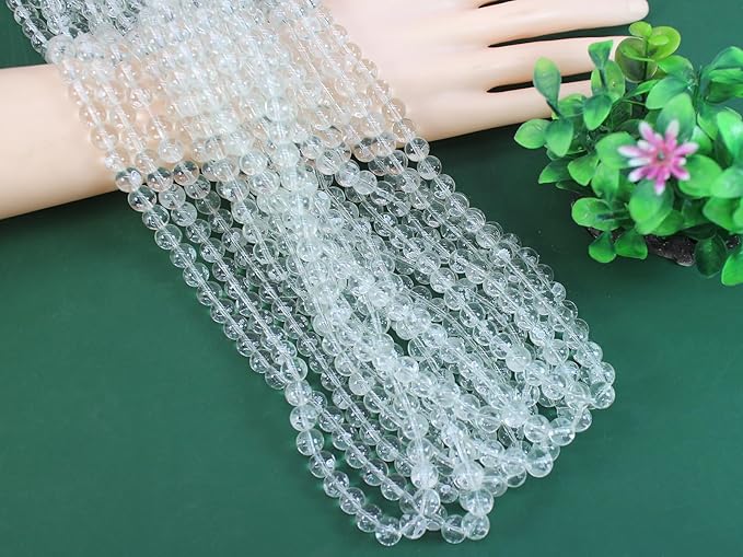Pamir Tong 500PCS 10mm Clear Glass Beads for Jewelry Making,Round Smooth Beads, Bracelet Space Loose Beads for Jewelry Making Earring, Necklaces, DIY Crafts & Gifts #365