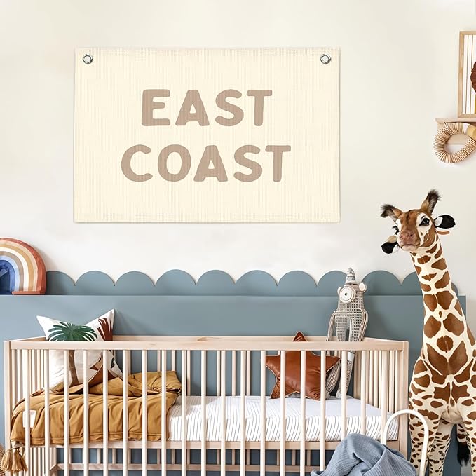 Lacama Coastal Nursery Boho Room Decor,Vintage East Coast wall art Banner, Coastal Cowgirl Wall Art Aesthetic Trendy Wall Art Dorm Decor For College Girls Canvas Banner 30x20 Inch