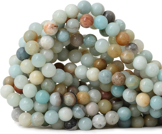 45PCS 8mm Natural Mix Color Amazonite Gemstone Round Loose Beads Stone Beads for Jewelry Making DIY 1 Strand 15"