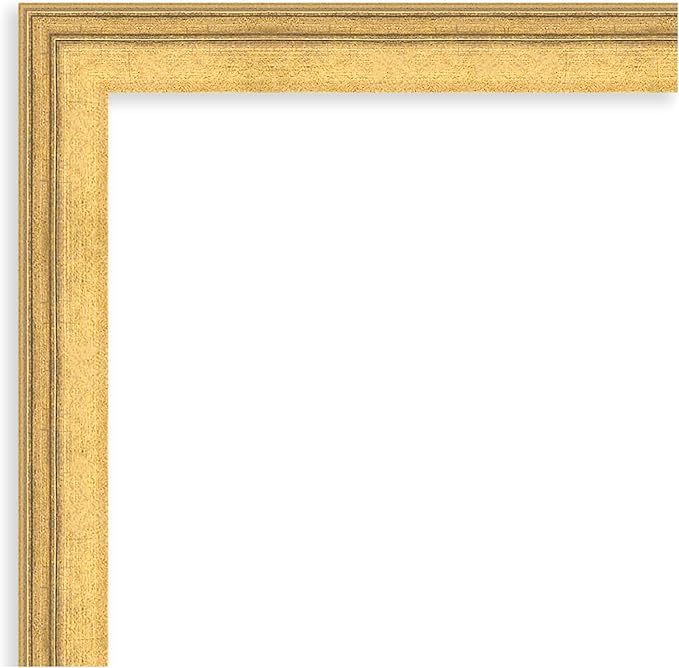 Amanti Art Gold Wall Mirror 23x19 Owen Gold Rectangle Bathroom Mirror for Wall Decor Living Room, Small Traditional Wood Frame, Hangs Horizonally and Vertically, Bathroom Decor, Beveled Edge